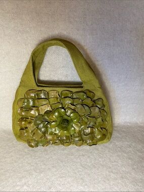 Vintage Paolo Masi Olive Green Floral Appliqué Women’s Handbag